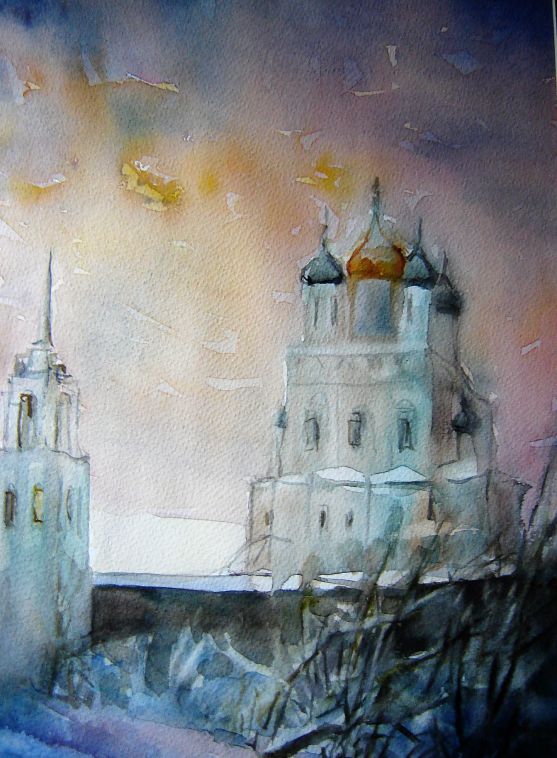 «Pskov Krom at Sunset»